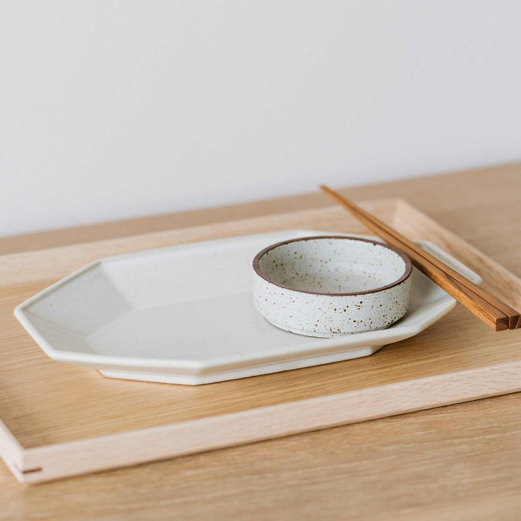 Speckled White Octagon Plate